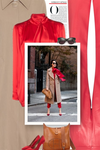 Fall 2019 - beige and red- combinação de moda