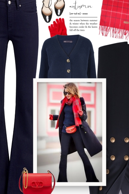 Navy and red