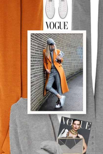 orange and grey- combinação de moda