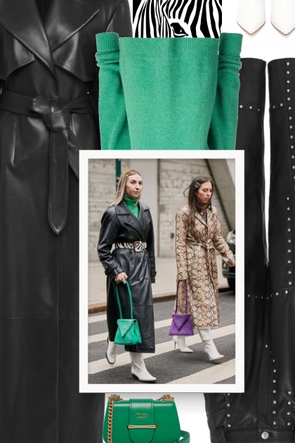  Fall 2019 - Khaite Blythe Leather Trench Coat- Fashion set