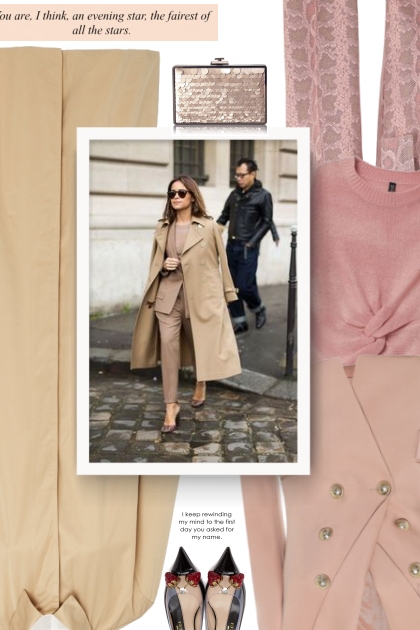  street style - beige and pink and black