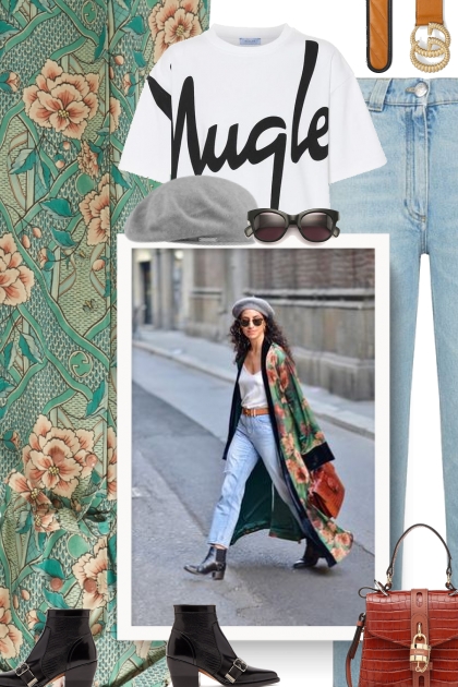 Gucci floral coat- combinação de moda