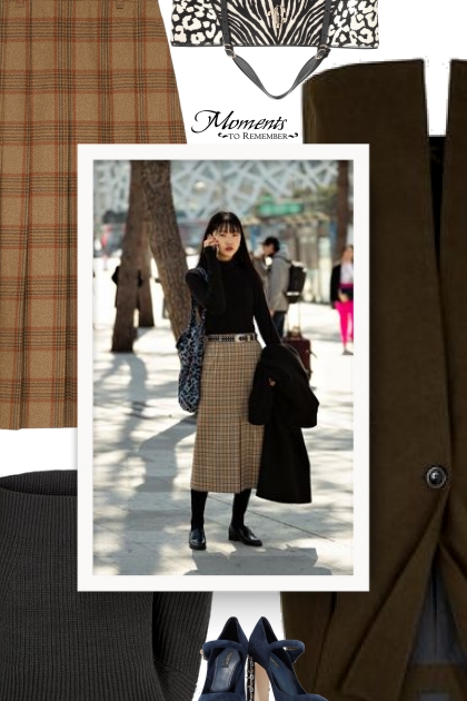GUCCI Check wool A-line skirt - コーディネート