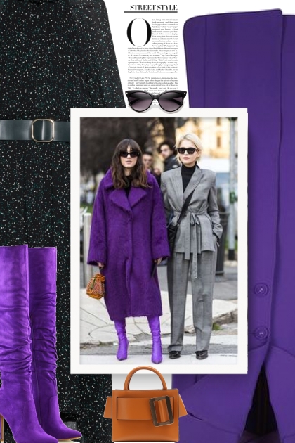 purple coat and shoes- Модное сочетание