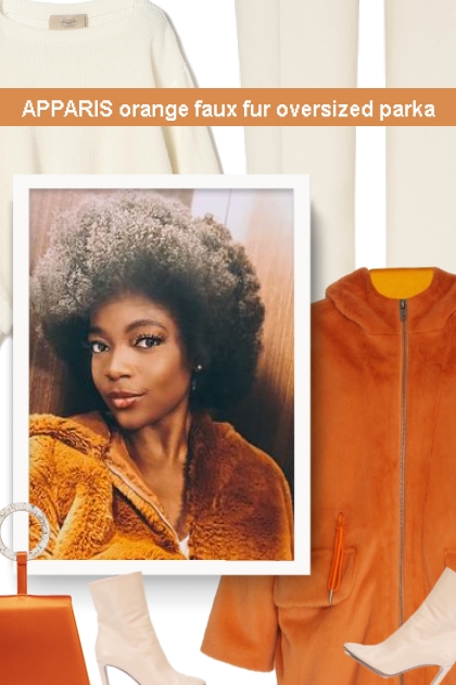APPARIS orange faux fur oversized parka - Combinazione di moda