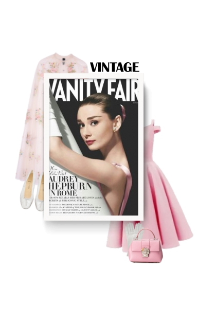 vintage - pink dress- Combinazione di moda