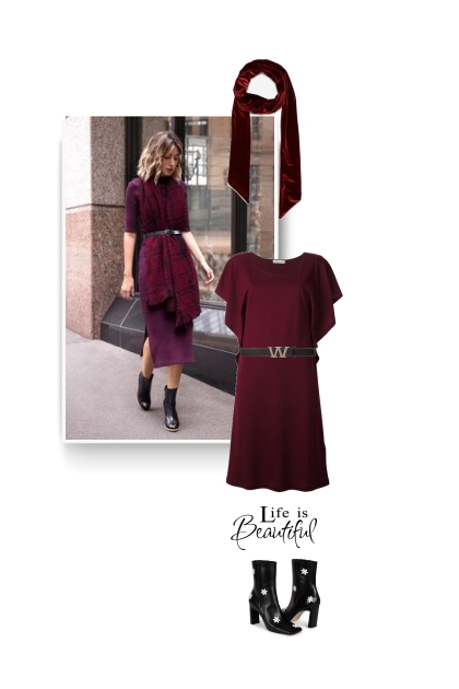 burgundy velvet scarf - Модное сочетание