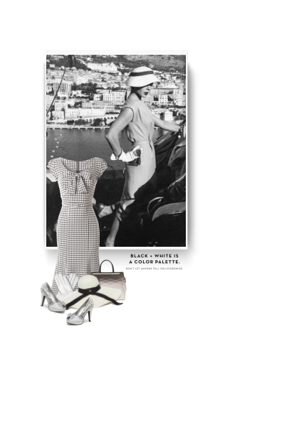 Vintage Black White Houndstooth dress - Modna kombinacija
