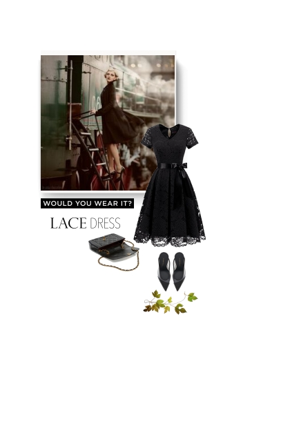 classic style - lace dress- Modna kombinacija
