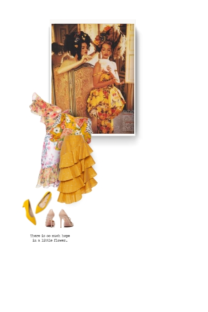 floral print ruffled dress- Modna kombinacija