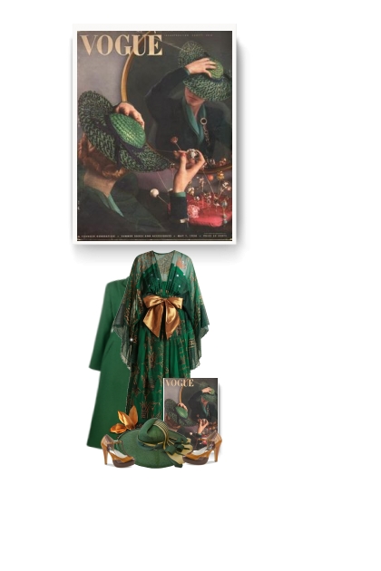 Vintage style - green and  gold- Fashion set