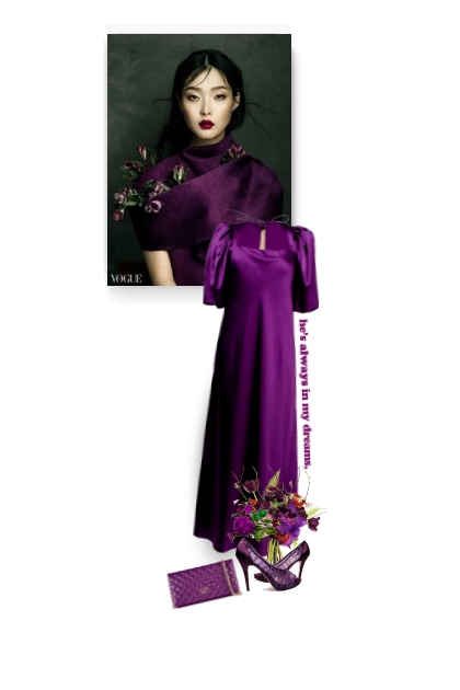  purple silk dress - Modekombination