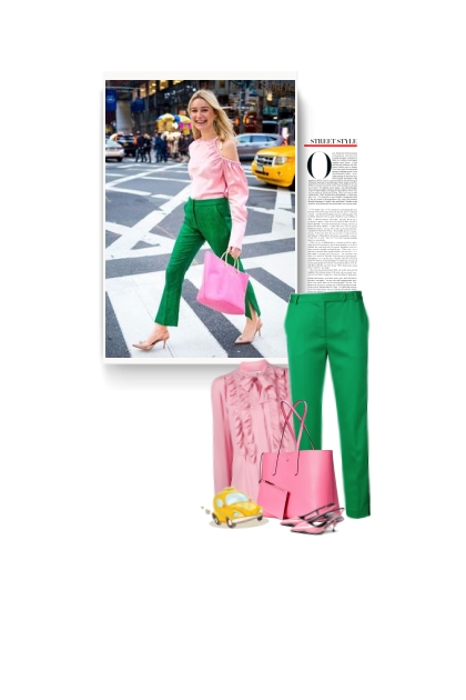 street style - pink and green- コーディネート