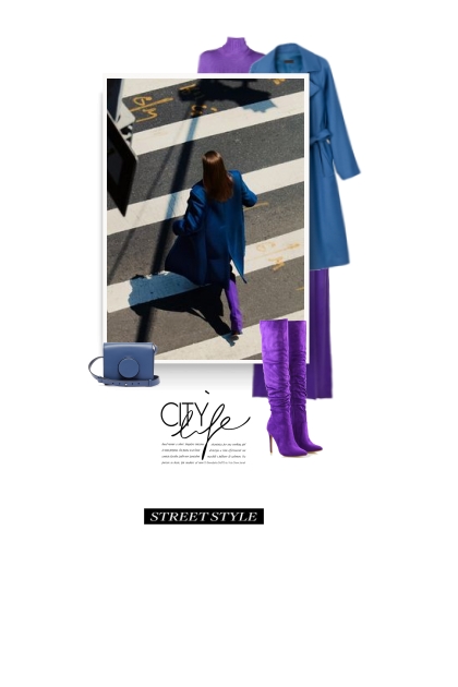 purple & blue- combinação de moda