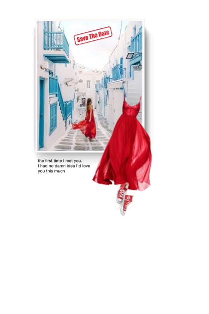 red dress and Ray BEAMS CONVERSE - Модное сочетание