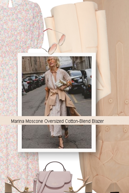 Marina Moscone Oversized Cotton-Blend Blazer- Modna kombinacija