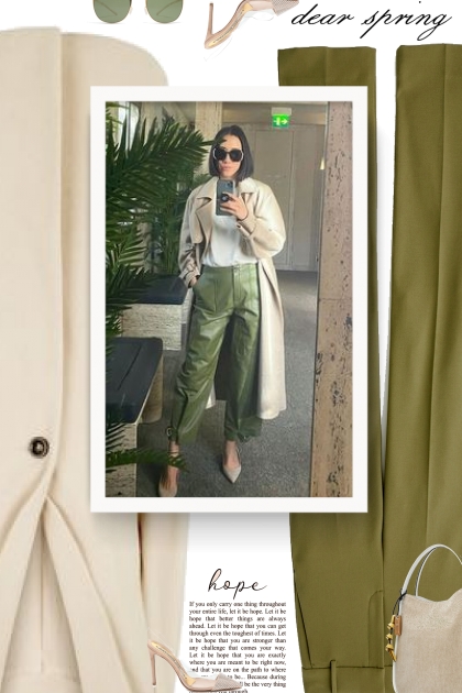 beige and green -  spring- Fashion set