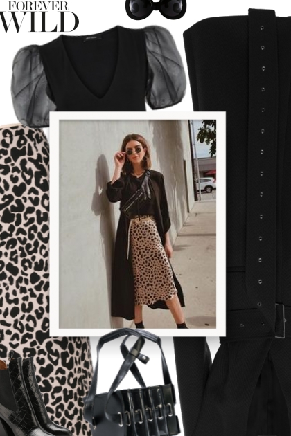 spring - leopard print pencil skirt - combinação de moda