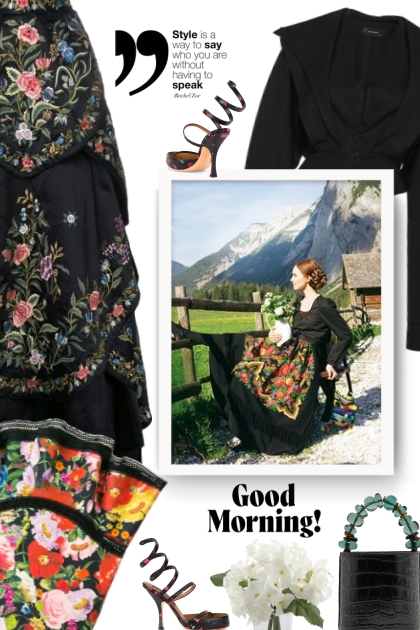 embroidered full midi skirt- Combinazione di moda