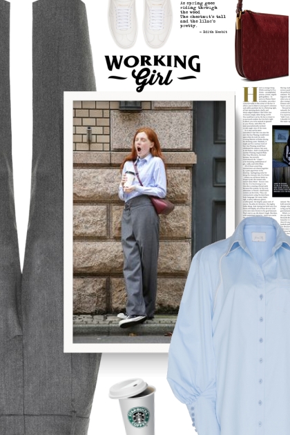 grey and light blue - spring- Combinazione di moda