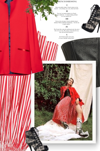 red white striped skirt - Fashion set