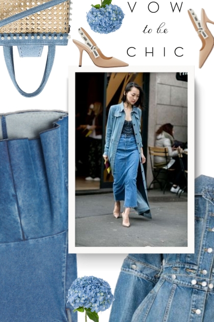 blue Mini Fey Denim and Rattan Bag- Fashion set