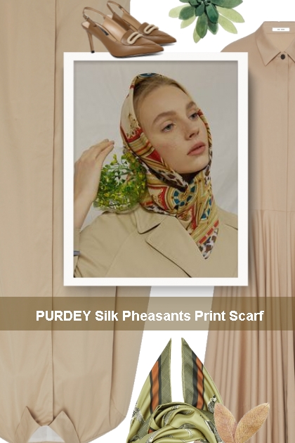 PURDEY Silk Pheasants Print Scarf