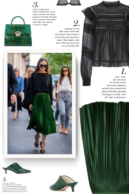 Green Pleated Skirt - combinação de moda