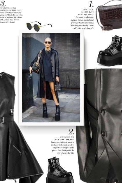 ALEXANDER MCQUEEN black leather dress - Modekombination