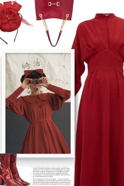Emilia Wickstead’s claret-red dress- Modekombination