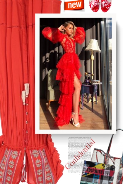 Free people red dress - 搭配