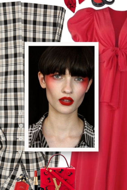 Red Puff Sleeve Maxi Dress - spring- Модное сочетание
