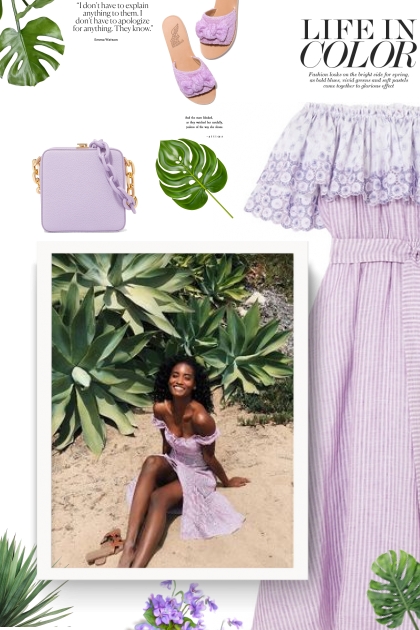  Bardot Lilac Dress - Modna kombinacija