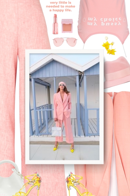 Pink basic printing letter love camisole - Fashion set
