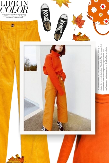 Round Orange Floral Hand Bag- Modna kombinacija