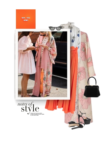  Chiffon Long Sleeve Floral Coat- Combinazione di moda