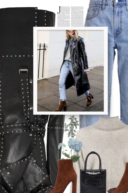 leather trench coat - fall 2020- Modekombination