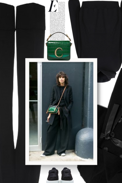 black, black, black and green- combinação de moda