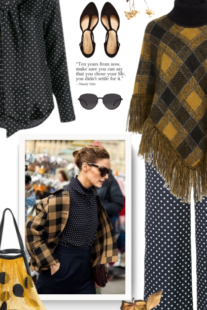 Red Valentino Fringed Tartan Plaid Poncho- Combinaciónde moda