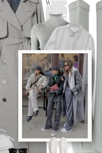 Vela wool-drill trench coat in grey- Fashion set