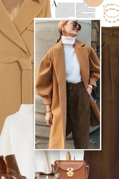 Brown, beige and white- combinação de moda