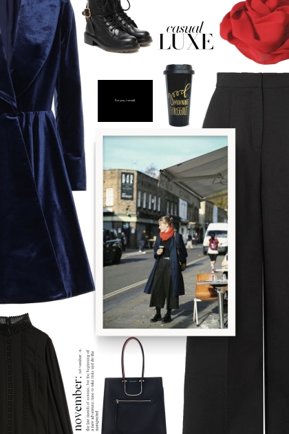 fall style - velvet princess coat - Combinazione di moda