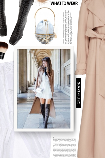 beige leather trench - Modekombination