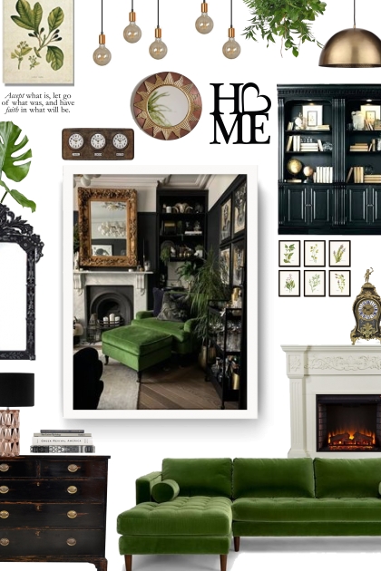  home decor  - black, white and green- コーディネート