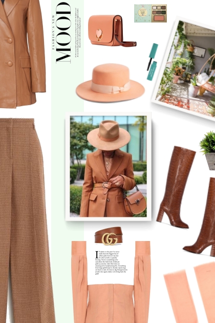 brown and peach- combinação de moda