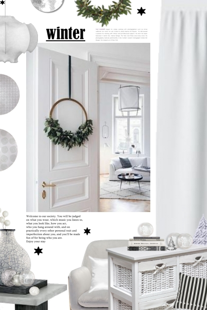 winter - Silver and White Christmas Ornament - combinação de moda