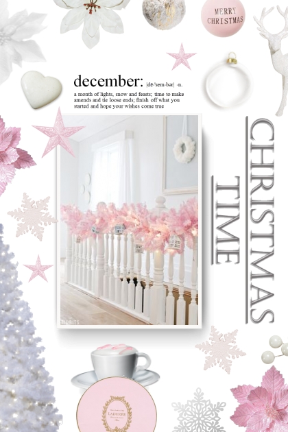 christmas time - white and pink- Fashion set