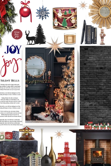 christmas time - Antique Slate Fireplace - Fashion set