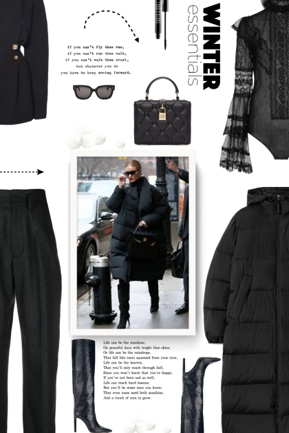  long puffer coat in black- Fashion set