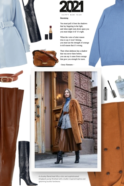  street style - blue and brown- コーディネート